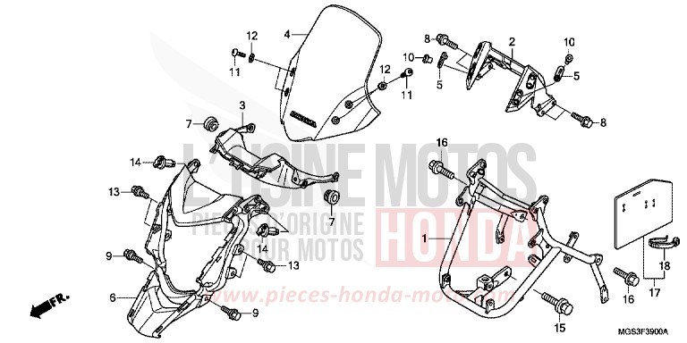 FRONT COWL for NC700X ABS PEARL SUNBEAM WHITE (NHA66) from 2013